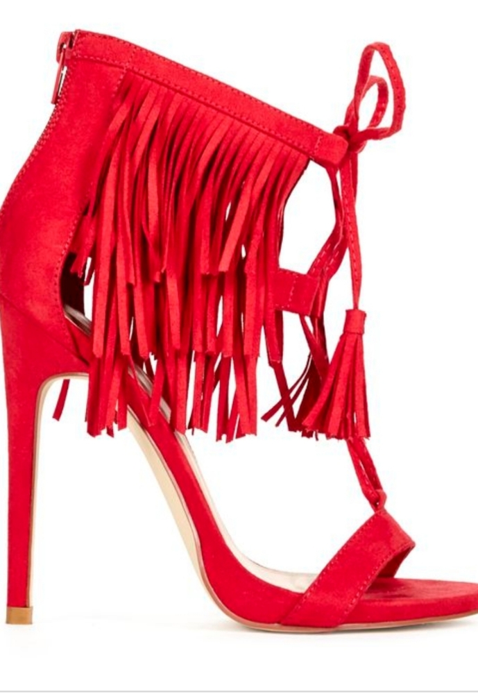 Justfab Open Toe Fringe Heel